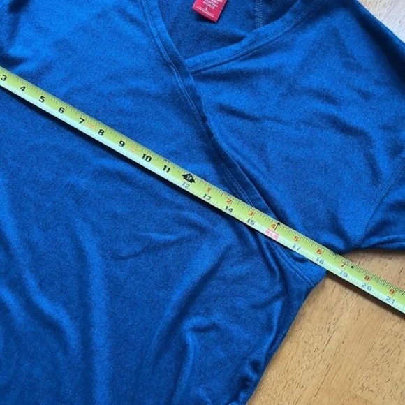 Eastern Mountain Sports Sz L Teal Stretch V Neck Blouse Sweater Fleece Pullover - Picture 8 of 10